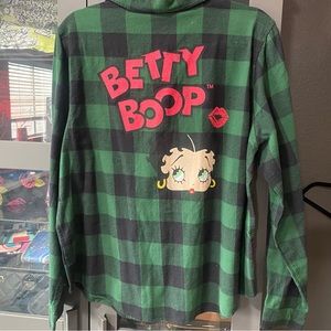 Juniors Betty Boop Plaid Shirt L
